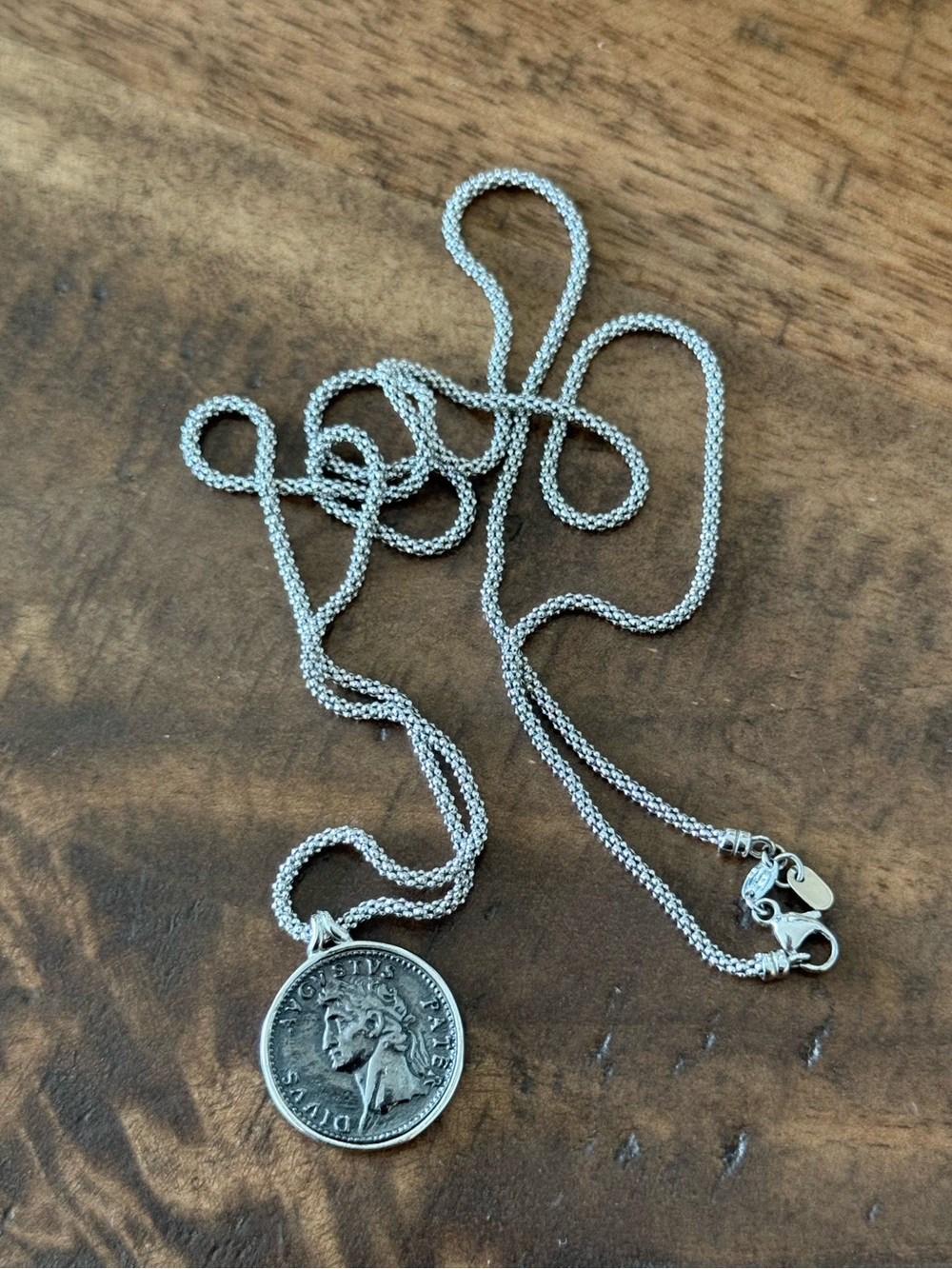 Sterling Silver Coin Pendant Necklace - Silver